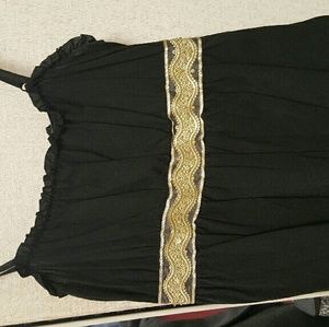 Black embroidered baby doll tank