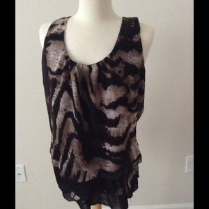 Black & tan multi print top