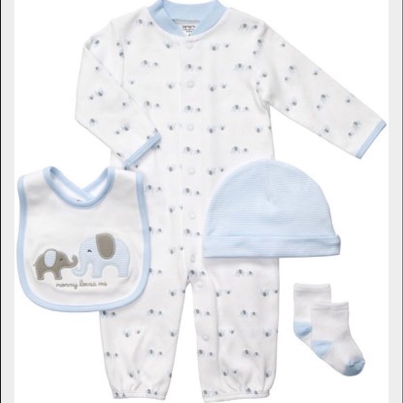 ISO Carter's Blue Elephant Boy Layette 4-Piece Set
