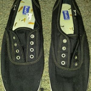 Black slip on Keds no-laces style