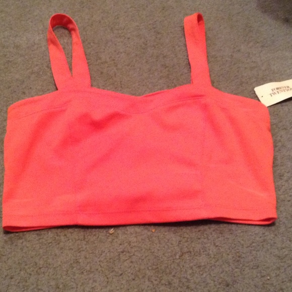Coral bow back crop top forever 21