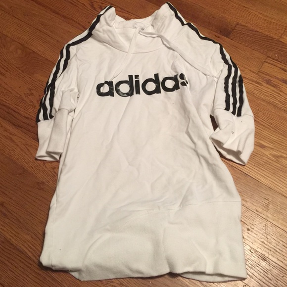 Adidas Sweaters - White and black adidas quarter length sweater