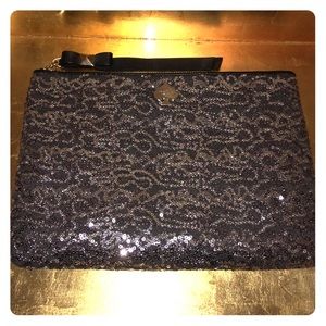 Kate Spade Black and Silver Sequin Clutch
