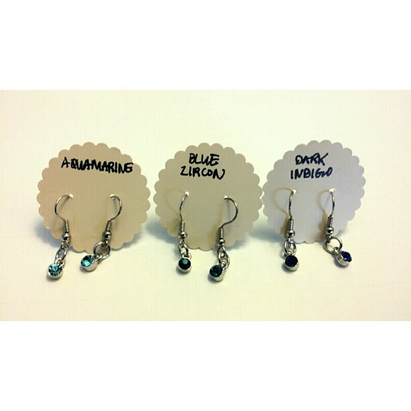 BUNDLE SET--  Blues Glass Gem Earrings