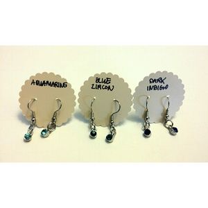 BUNDLE SET--  Blues Glass Gem Earrings