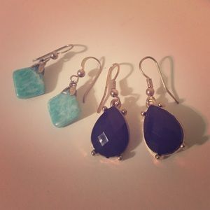 2 Pairs of Earrings (turquoise and navy)