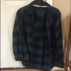 Green and black flannel shirt