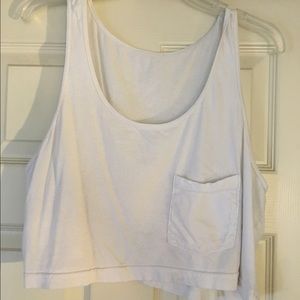 American Apparel White Crop Tank Top with Pocket