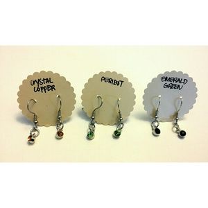 BUNDLE SET-- Greens Glass Gem Earrings