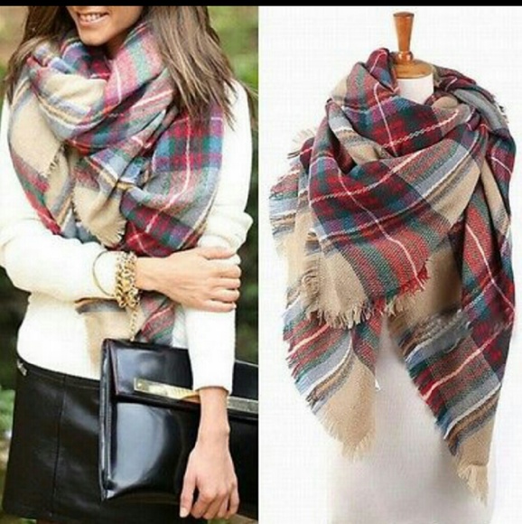 Blanket oversized plaid scarf