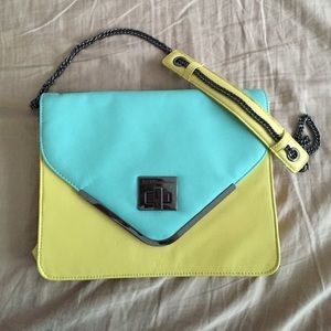 BCBGeneration Mint & Yellow Envelope Purse
