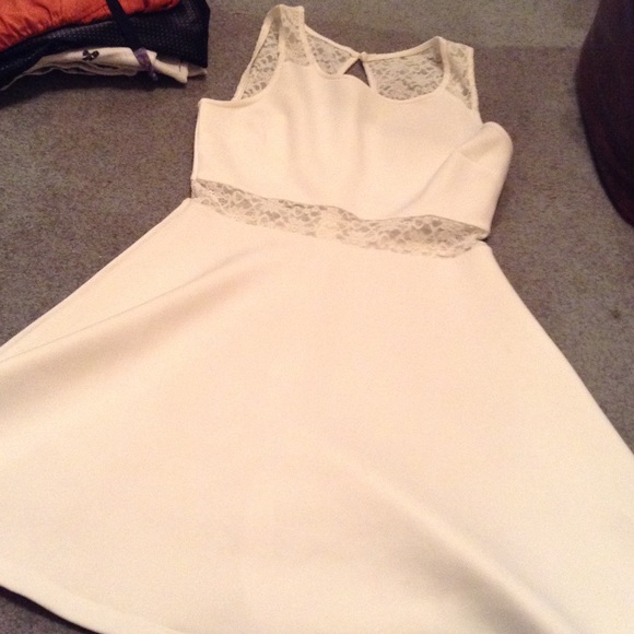 White lace cutout skater dress forever 21