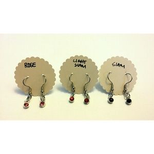 BUNDLE SET-- Reds Glass Gem Earrings