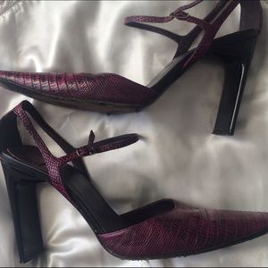 Casadei burgundy python / reptile heels