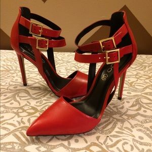 Red Aldo heels with two ankle straps! Price drop!