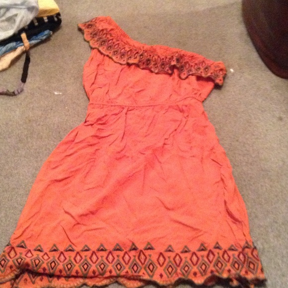 Dark orange one shoulder dress