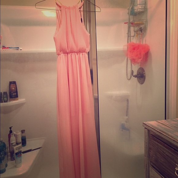 Pink chiffon maxi dress
