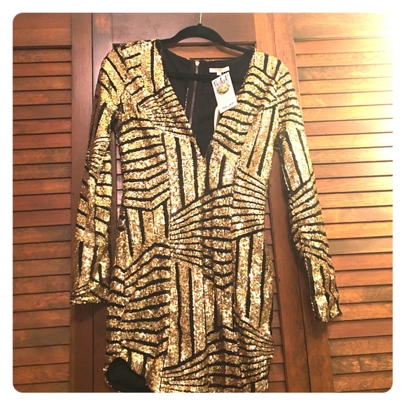 Sexy black and gold all sequin dress!