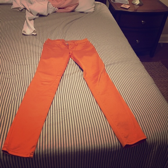Orange skinny jeans