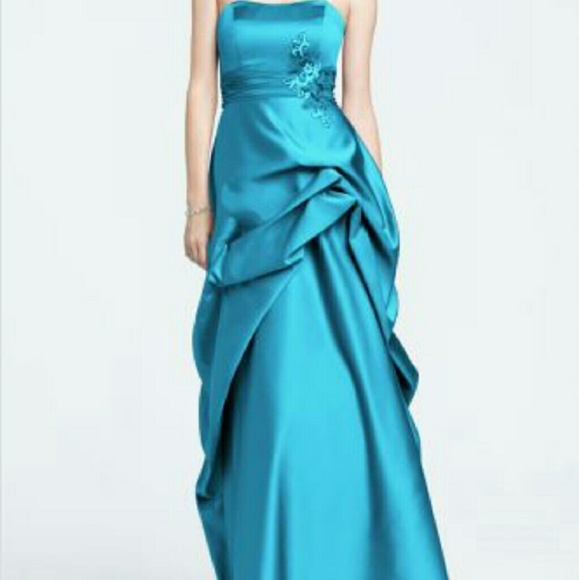 Strapless Satin and Organza Side Pick-Up Ball Gown - Picture 1 of 4