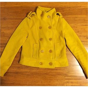 Yellow/Mustard Pea Coat Jacket - Love Culture (M)