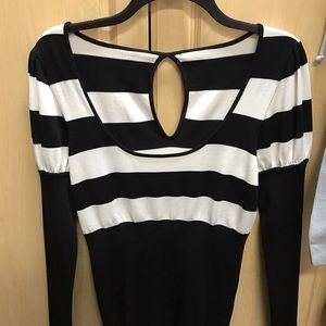 nylon and acrylic striped blouse