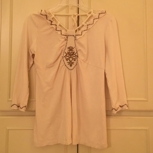 Beige and Gold Bead Top - Picture 1 of 4