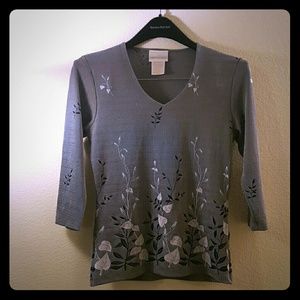 Christie & Jill Shiny Silver and Black Blouse