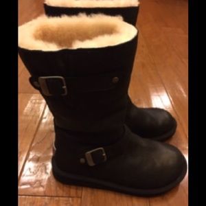 UGG Kensington Black fashion tall Leather Boots