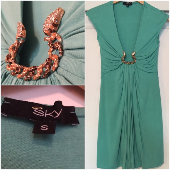 Turquoise snake bejeweled Mini dress (Sky) - Picture 1 of 2