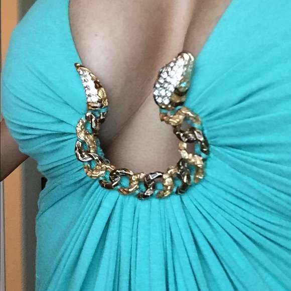 Turquoise snake bejeweled Mini dress (Sky) - Picture 2 of 2