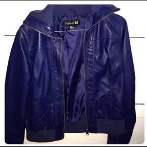 Blue leather jacket & Purple Flannel 💜