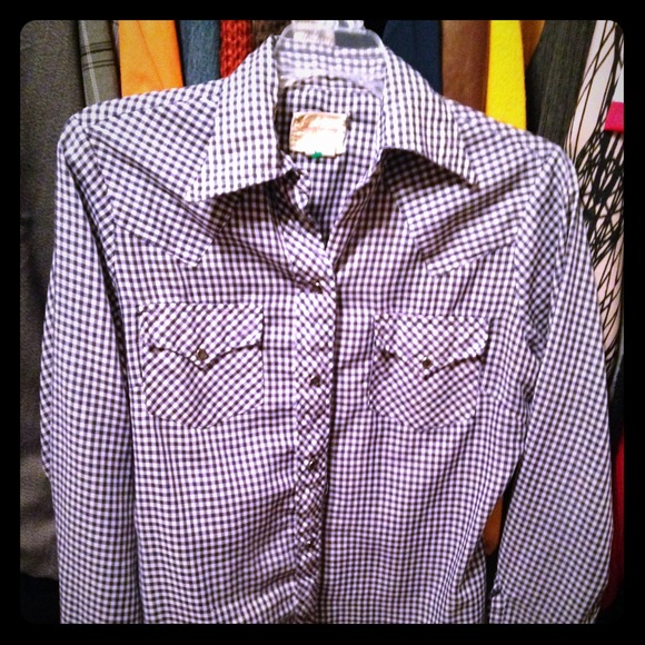 Blue & white gingham cowboy top