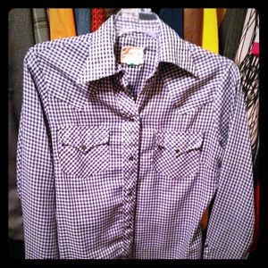 Blue & white gingham cowboy top