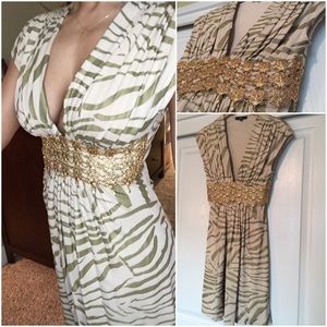 Sexy Gold zebra print bejeweled SKY dress in Med
