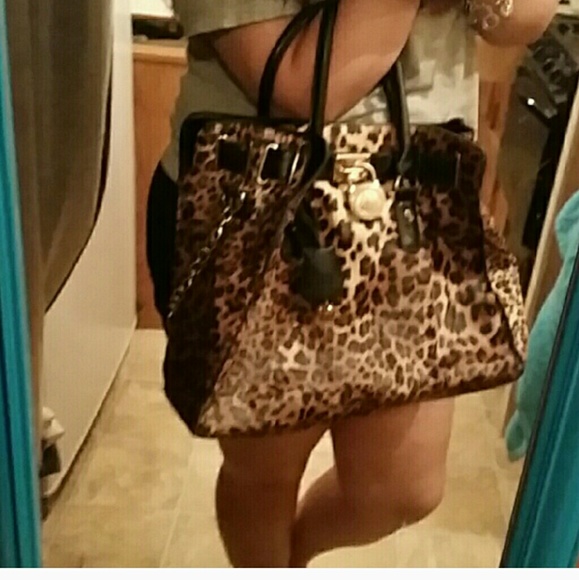 MK leopard Hamilton tote