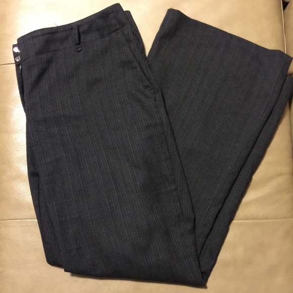 Loft Marisa Pants Dark Grey & Tan Pinstripe - Picture 1 of 4