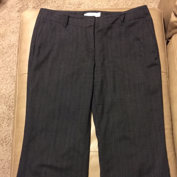 Loft Marisa Pants Dark Grey & Tan Pinstripe - Picture 2 of 4