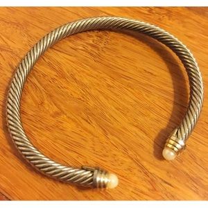 Pearl & Silver Cable Bracelet