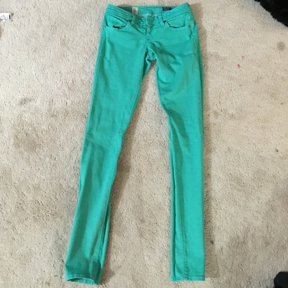 Mint green Volcom skinny jeans