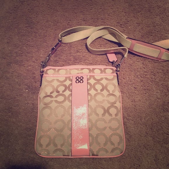 Authentic coach purse - sparkly pink & beige