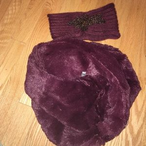 Maroon headband and scarf BUNDLE