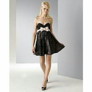 Betsey Johnson Evening Black Silk Bow Detailed Seq