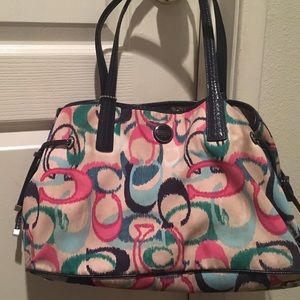 Pink, teal and blue authentic coach purse