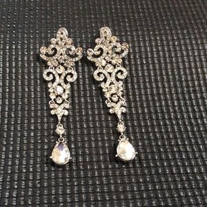 Silver crystal chandelier drop earrings
