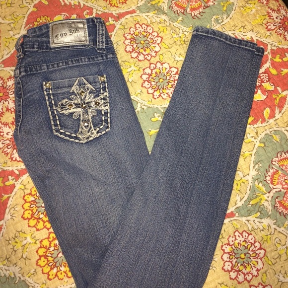 City Ink skinny jeans medium wash low cut