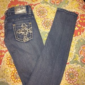 City Ink skinny jeans medium wash low cut