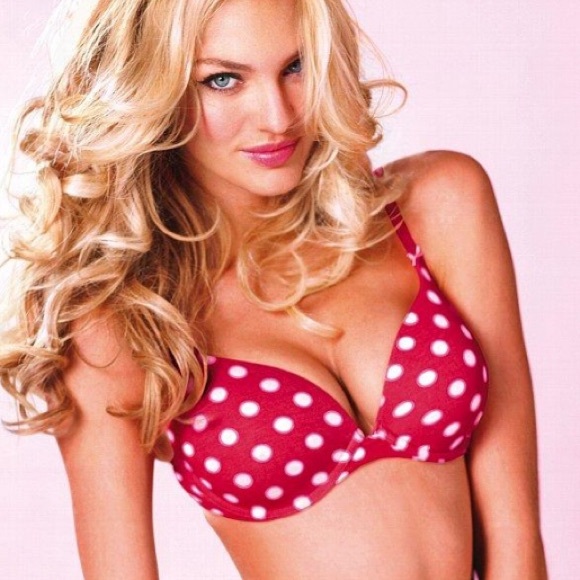 Victoria's Secret  34B push Up Bra Red Polka Dots