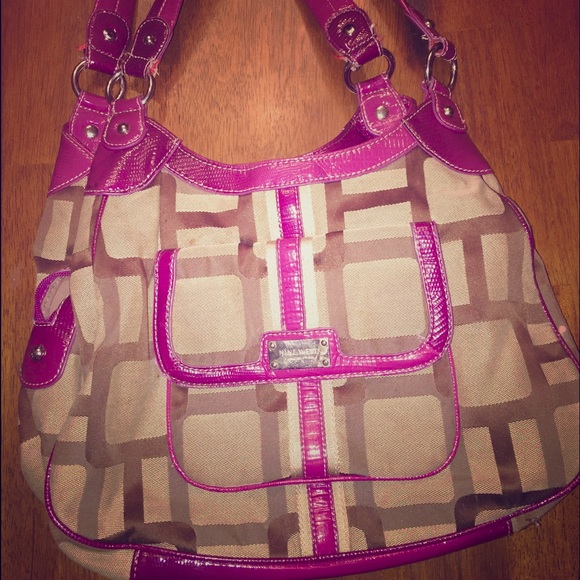 NINE WEST Purple & Tan Bag - Picture 1 of 3