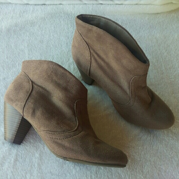Tan / Taupe Suede Ankle Booties - Charlotte Russe